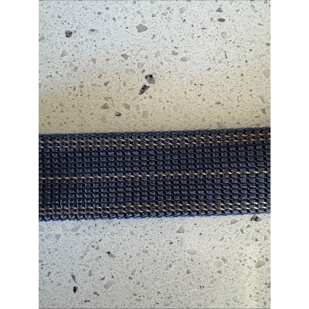 Bison Designs Tap Cap Buckle Webbed Textile Belt Blue/Tan Casual Size 38 Medium - Picture 11 of 12